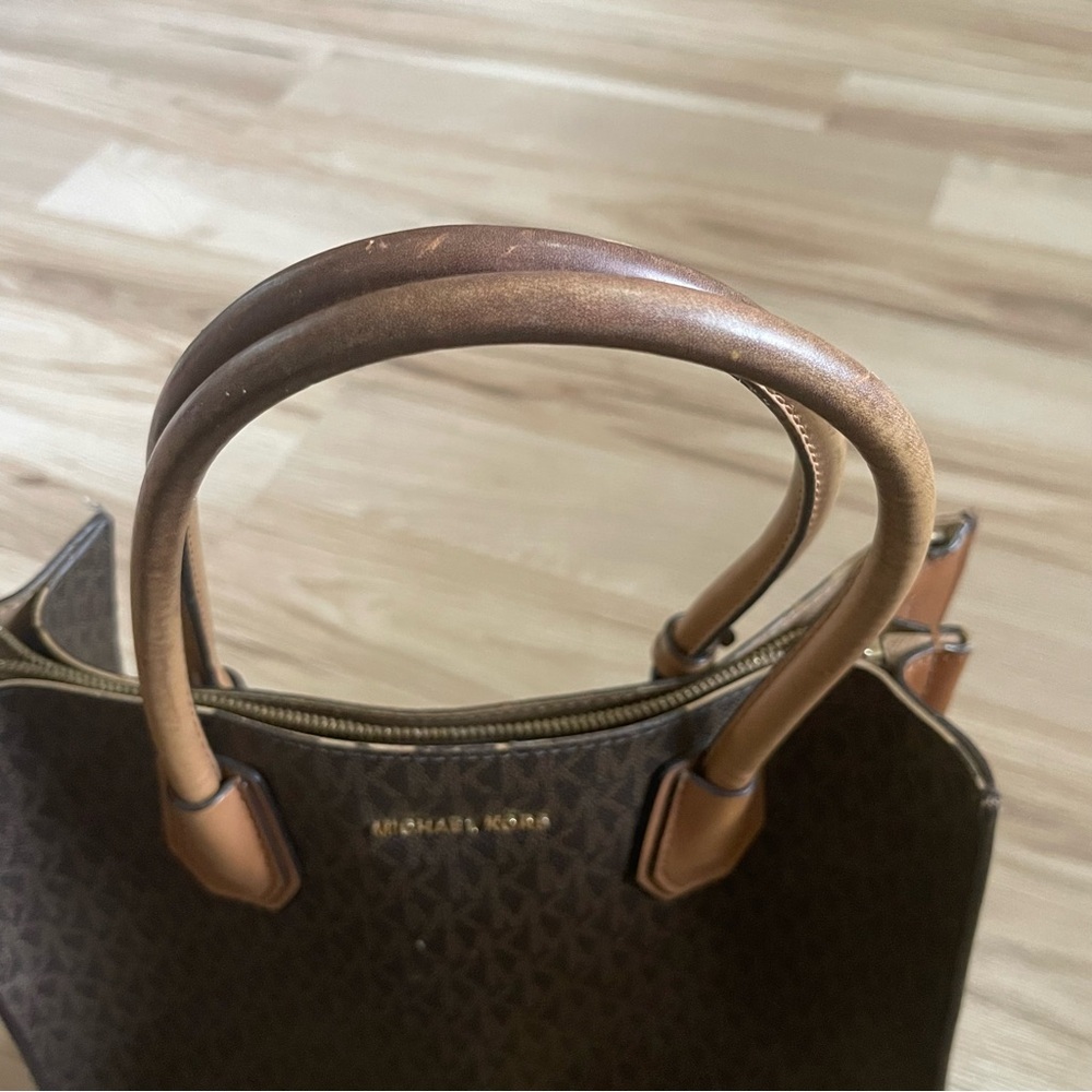 Michael Kors Brown and Tan Shoulder Bag with Structured Design - Picture 6 of 13